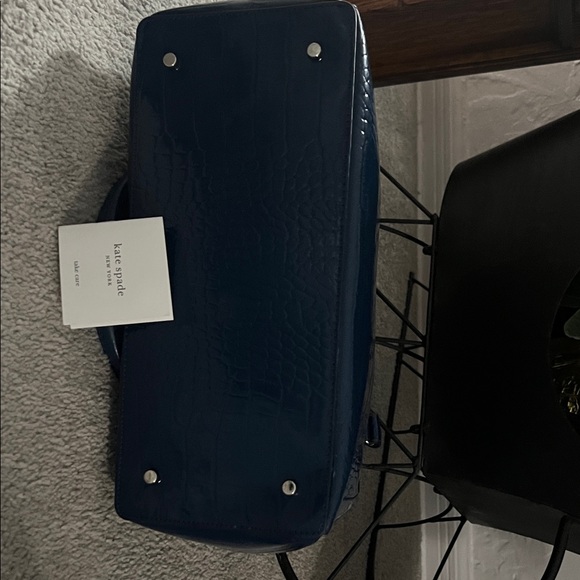 Kate Spade Dark Blue Croc-Embossed Shoulder Bag